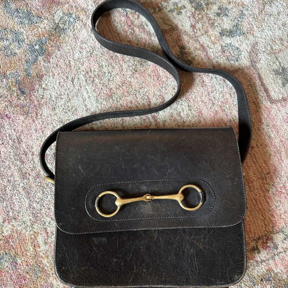 Vintage Black Leather Shoulder Bag